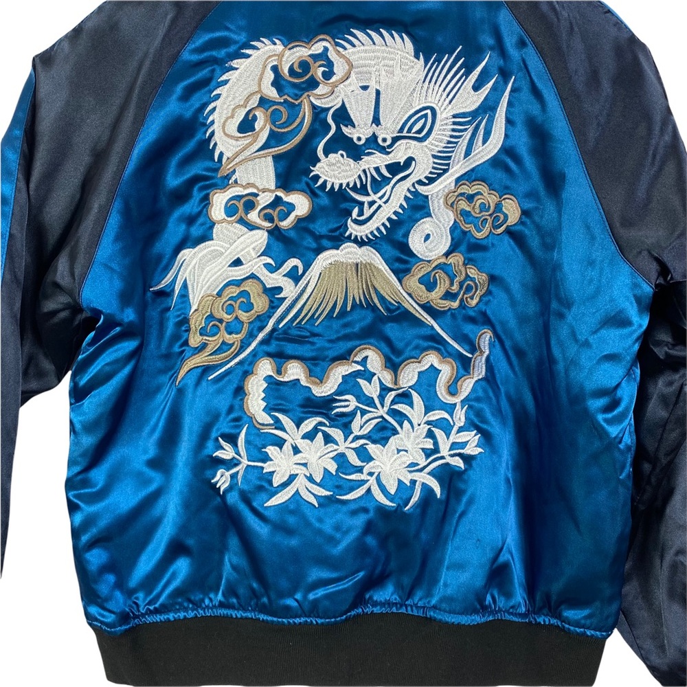Rare! "SUKAJAN" Dragons and Mt. Fuji VKozen embroidery Bomber Jacket Blu… - Picture 5 of 10